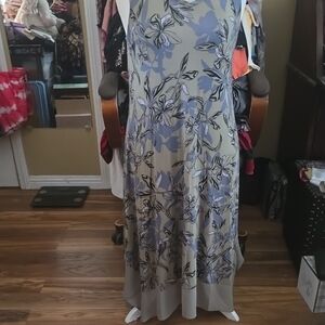 LOGO by Lori Goldstein Cream Sheath Maxi Dress Halter Neckline